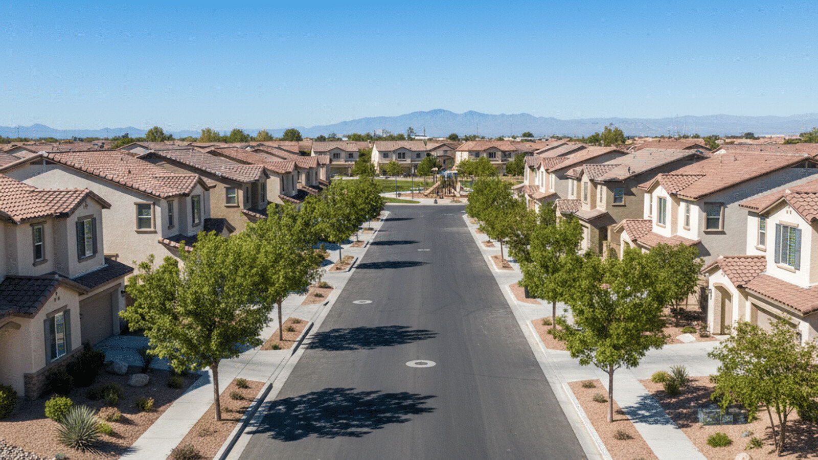 Henderson Nevada luxury neighborhood aerial view showing elevated homes and mountain backdrop — 2026 housing inventory by submarket